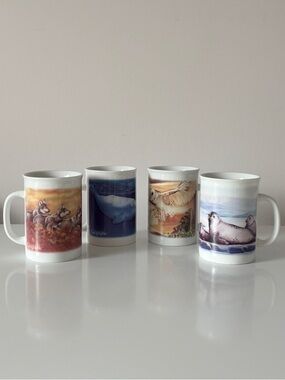 Canadian Geographic Signature Series Schim Schimmel Mugs Set of Four Rare